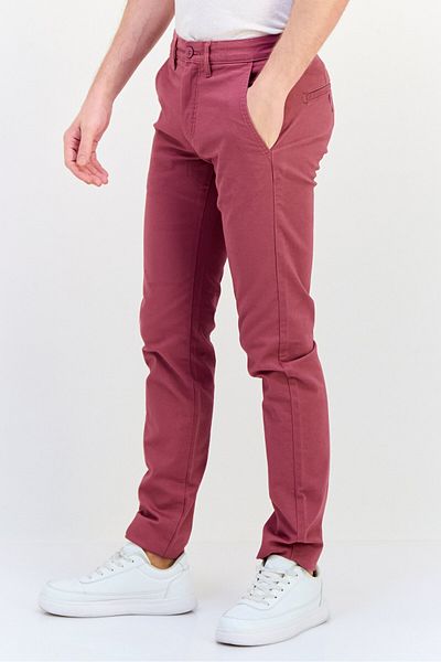 CELIO Men Slim Fit Solid Chino Pants, Maroon