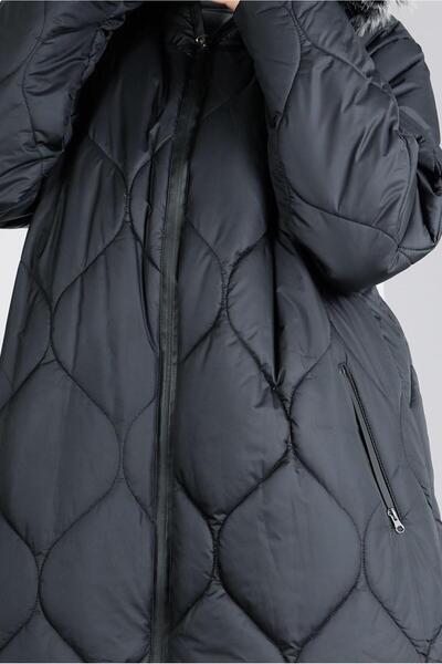 Alvina Plus Size Puffer Coat with Fur Hood 90333