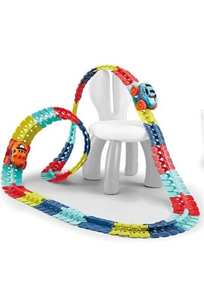 Yelajoy Race Tracks,Gravity-Free Car with 92pcs Bendable Rainbow Race Track,with Flexible Track,for 3+Year
