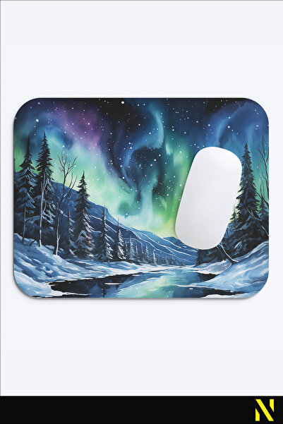 nilizma Mousepad ergonomic cu vedere la Northern Lights, bază anti-alunecare,...