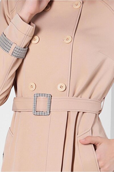 Alvina PLAID PATTERNED DETAILED BELTED COAT 10566