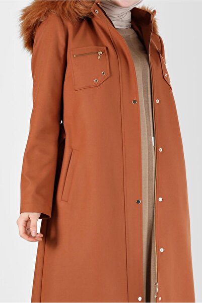 Alvina Belted MANTO 90215 WITH HOODED FUR DETAIL