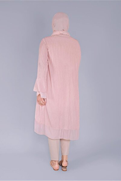 Alvina Flyscreen Chiffon Detail Silvery Double Tunic 40889