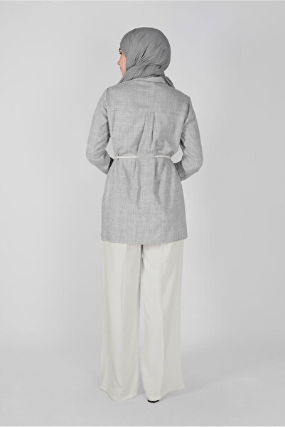 Alvina 41628 Model Buttoned Checkered Tunic