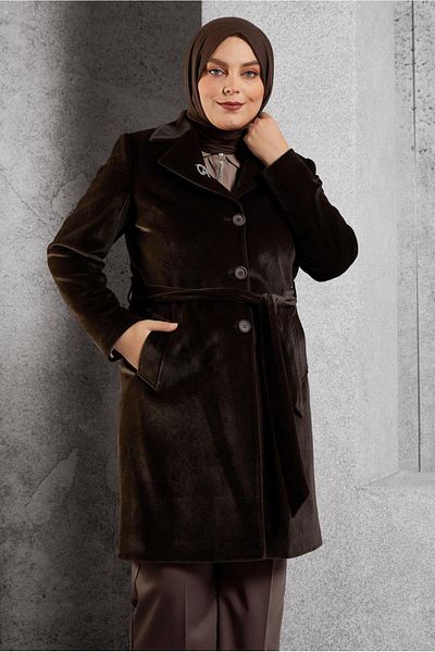 Alvina Λεπτομερές παλτό Cummerbund 90558