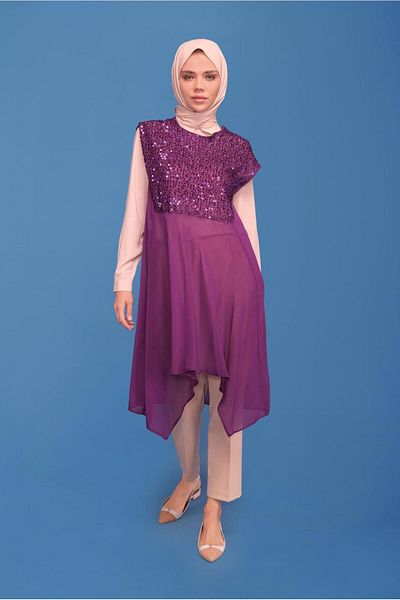 Alvina 40569 Model Double Tunic with Sequins