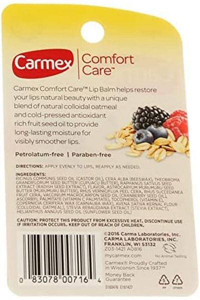 Carmex Carmex Comfort Care Colloidal Oatmeal Lip Balm – Mixed Berry (4.25g)