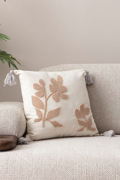 EVOTTO HOME COLLECTİON Comfort Punch Pattern Throw Pillow Cover Square Decorative Bohemian Embroidered Sofa Pillowcase Poncho 45X45