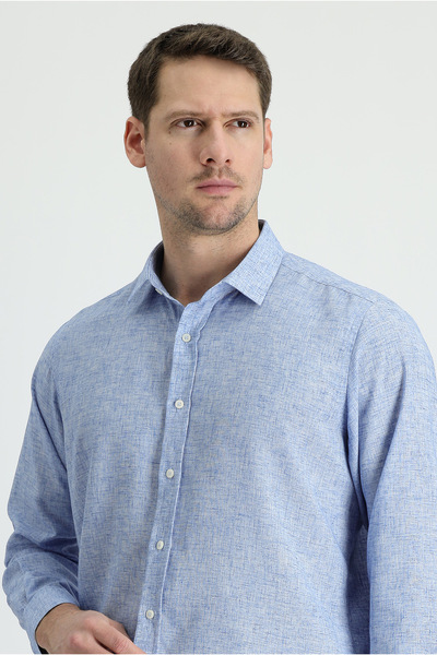 Kiğılı Дълъг ръкав, редовна кройка, риза от ленен микс