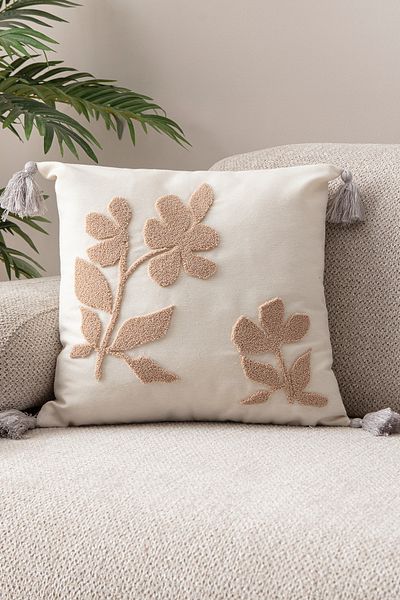 EVOTTO HOME COLLECTİON Comfort Punch Pattern Throw Pillow Cover Square Decorative Bohemian Embroidered Sofa Pillowcase Poncho 45X45