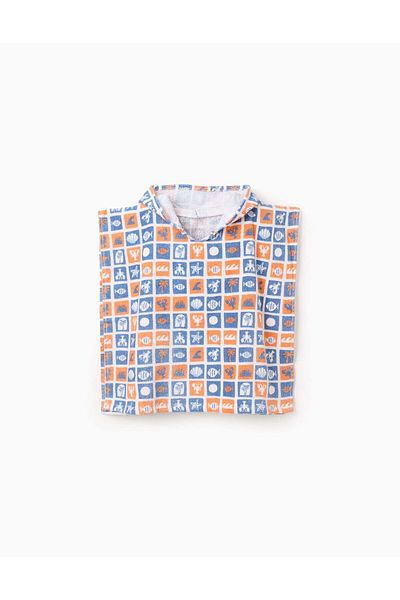 Ziddy Beach Hooded Poncho for Baby, Blue/Orange/White