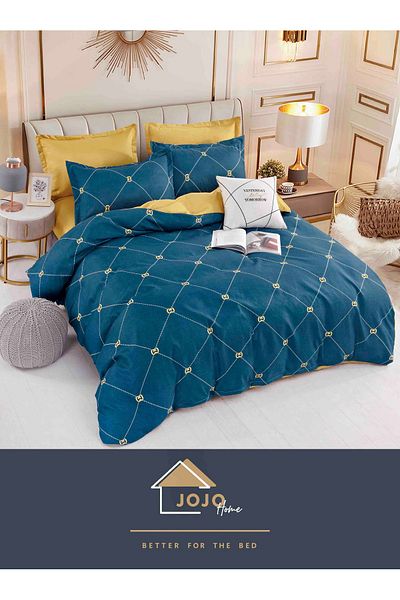 JOJO Elegant 6-piece Linen Set with Elastic in Fine Cotton, Bed Sheet 180x200cm, 2-Person Bed