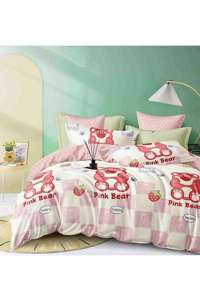 JOJO Elegant 6-piece Linen Set with Elastic in Fine Cotton, Bed Sheet 180x200cm, 2-Person Bed