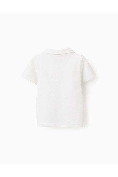 Ziddy Cotton Piqué T-shirt for Baby Boys, White