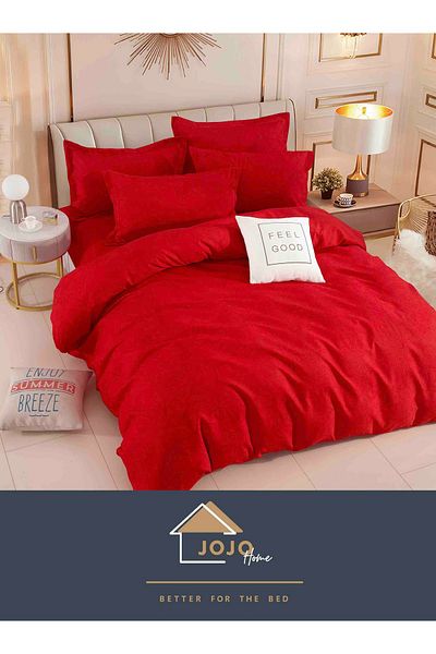 JOJO Elegant 6-piece Linen Set with Elastic in Fine Cotton, Bed Sheet 180x200cm, 2-Person Bed