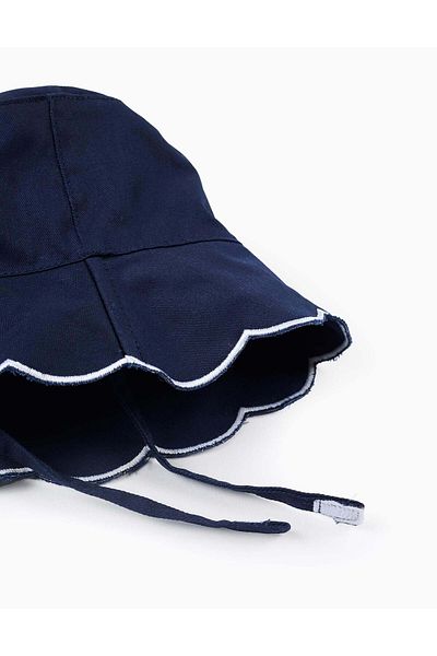 Ziddy Hat with Wavy Brim for Babies and Girls, Dark Blue