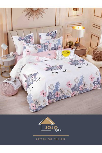 JOJO Elegant 6-piece Linen Set With Elastic In Fine Cotton, Bed Sheet 180x200cm, 2-person Bed