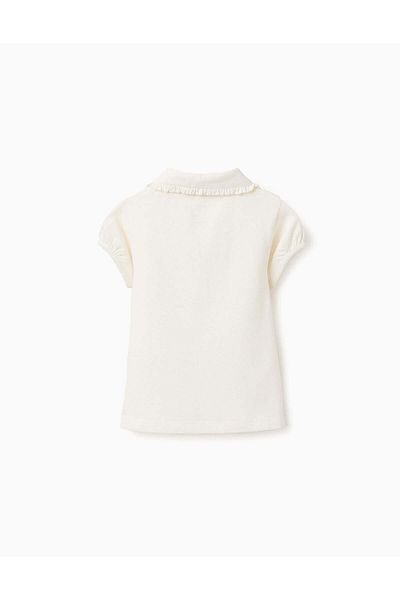 Ziddy Polo with Ruffles for Baby Girls, White