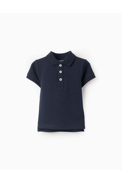 Ziddy Cotton Piqué Polo for Baby Boys, Dark Blue