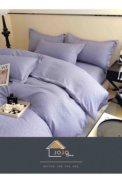 JOJO Elegant 6-piece Linen Set with Elastic in Fine Cotton, Bed Sheet 180x200cm, 2-Person Bed