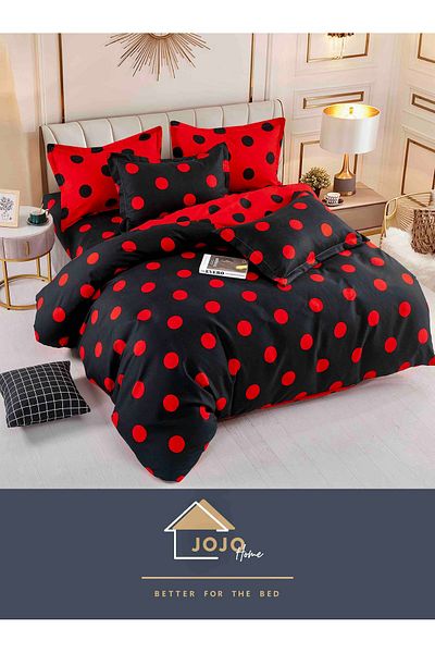 JOJO Elegant 6-piece Linen Set with Elastic in Fine Cotton, Bed Sheet 180x200cm, 2-Person Bed