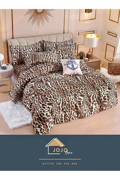 JOJO Elegant 6-piece Linen Set with Elastic in Fine Cotton, Bed Sheet 180x200cm, 2-Person Bed