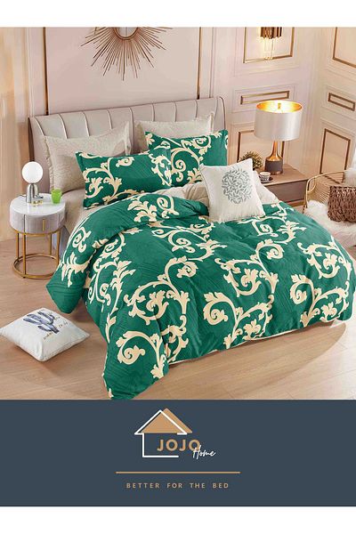 JOJO Elegant 6-piece Linen Set with Elastic in Fine Cotton, Bed Sheet 180x200cm, 2-Person Bed