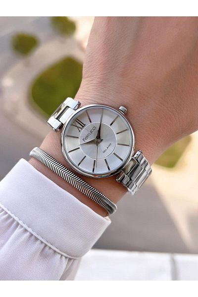 Ferrucci Steel Cord 2 Years Warranty 3 Atm Water Resistant Women Wrist Watch+Bracelet Bfc.03561.01