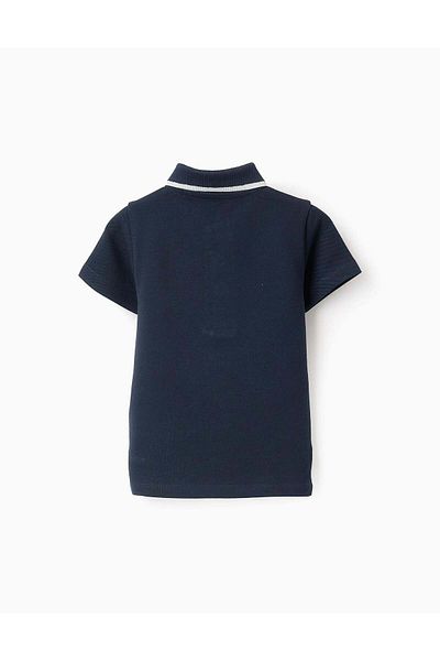 Ziddy Cotton Piqué Polo for Baby Boys, Dark Blue