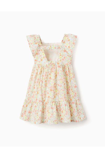 Ziddy Floral Cotton Dress for Baby Girls, Multicoloured