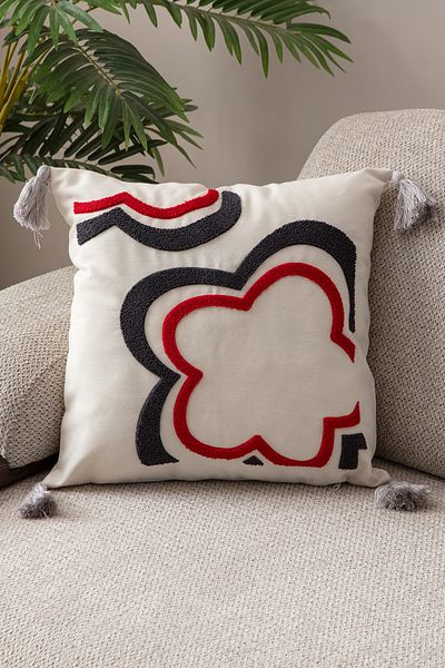 EVOTTO HOME COLLECTİON Comfort Punch Pattern Throw Pillow Cover Square Decorative Bohemian Embroidered Sofa Pillowcase Poncho 45X45