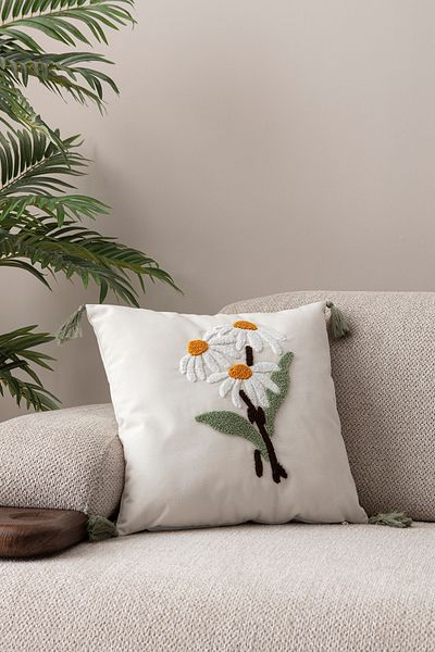 EVOTTO HOME COLLECTİON Comfort Punch Pattern Throw Pillow Cover Square Decorative Bohemian Embroidered Sofa Pillowcase Poncho 45X45