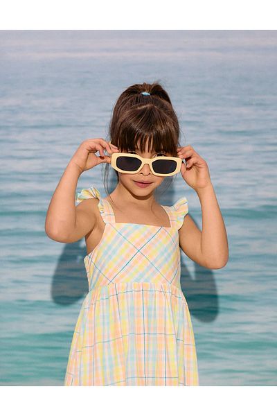 Ziddy Dress with Checkered Pattern and Ruffles for Girls 'B&S', Multicolour