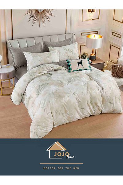 JOJO Elegant 6-piece Linen Set with Elastic in Fine Cotton, Bed Sheet 180x200cm, 2-Person Bed