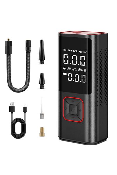 Velixo Compresor auto wireless portabil, afișaj digital, manometru, 150 PSI, baterie de 6000 mAh, lumină LED