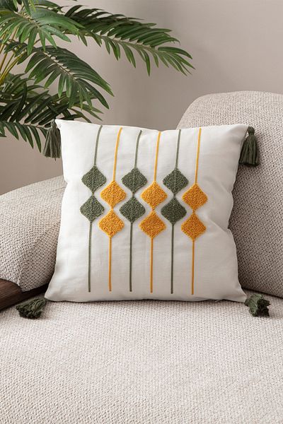 EVOTTO HOME COLLECTİON Comfort Punch Pattern Throw Pillow Cover Square Decorative Bohemian Embroidered Sofa Pillowcase Poncho 45X45