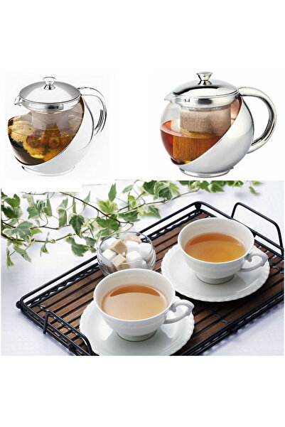 ABYZ Fierbător cu infuzor din sticlă și oțel inoxidabil, 750 ml