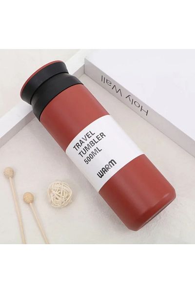 Generic Portable Bottle Insulated Fashion Vacuum Flask Water Coffee Tea Milk Mug Brown 500ml