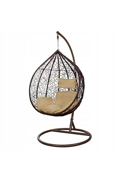 Avex Κρεμαστή πολυθρόνα κούνιας, Springos, Cristina, συνθετικό ρατάν, καφέ, μ...