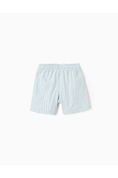 Ziddy Swim Shorts with Vichy Pattern for Boys 'B&S', White/Blue