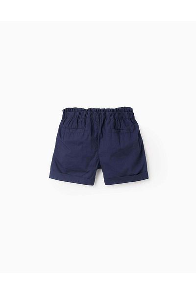 Ziddy Poplin Shorts with Ruffles for Girls, Dark Blue