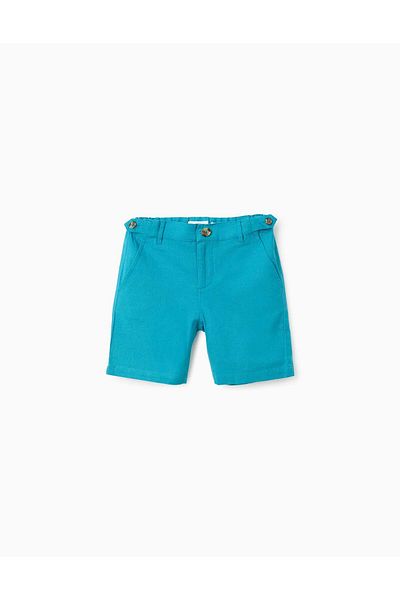 Ziddy Cotton and Linen Shorts for Boys 'Midi', Turquoise