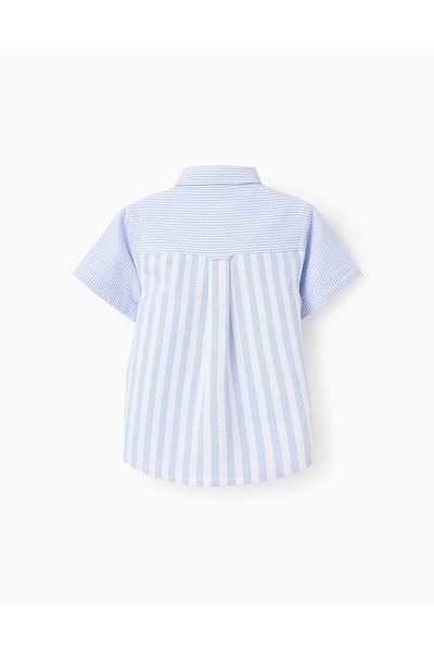 Ziddy Short Sleeve Striped Shirt for Baby Boys, Blue/White