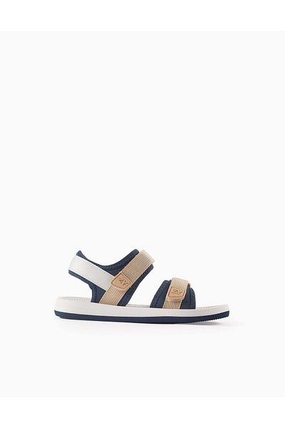 Ziddy Lightweight Sandals with Touch Fasteners for Boys, Beige/Blue
