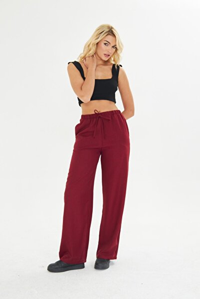TIFFANY&TOMATO Keten Görünümlü Bol Paça Pantolon