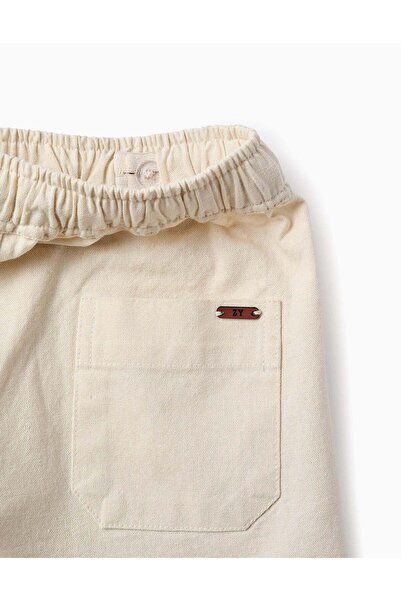Ziddy Cotton and Linen Shorts for Boys 'Midi', Beige