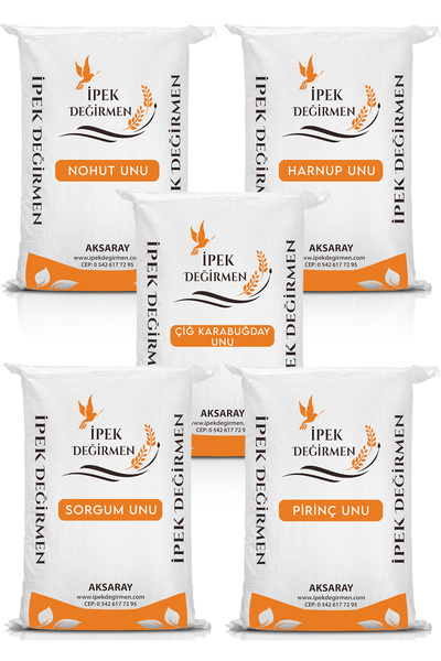 İpek Değirmen 1 KG Gurme Glutensiz Un Paketi Karabuğday Sorgum Nohut Pirinç Keçiboynuzu Unu