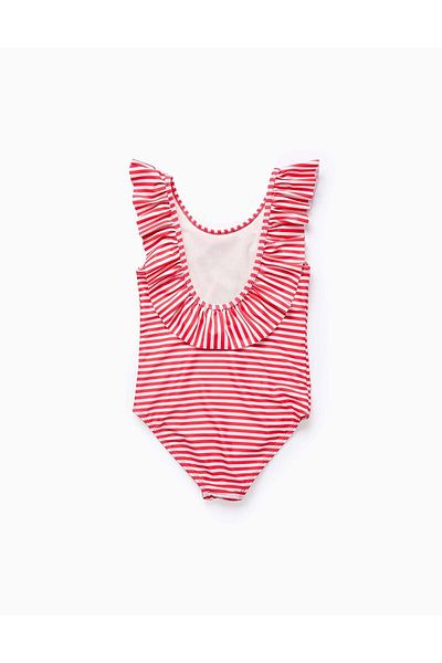 Ziddy Swimsuit with Stripes and Ruffles for Girls 'Minnie', Red