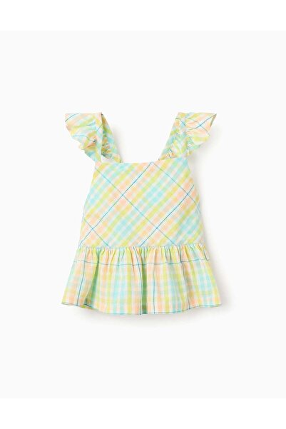 Ziddy Cotton Checked Top for Girls 'B&S', Multicolour