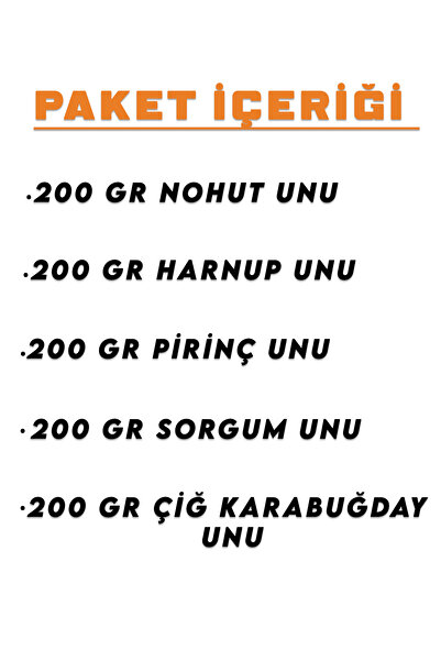 İpek Değirmen 1 KG Gurme Glutensiz Un Paketi Karabuğday Sorgum Nohut Pirinç Keçiboynuzu Unu